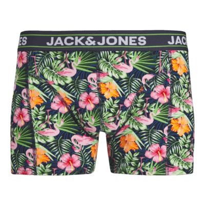 Jack & Jones Jacpink Flamingo Trunks 3 Pack Cotton Stretch Boxers - Navy Blazer, Print
