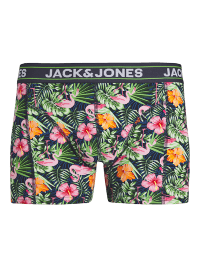 Jack & Jones Jacpink Flamingo Trunks 3 Pack Cotton Stretch Boxers - Navy Blazer, Print