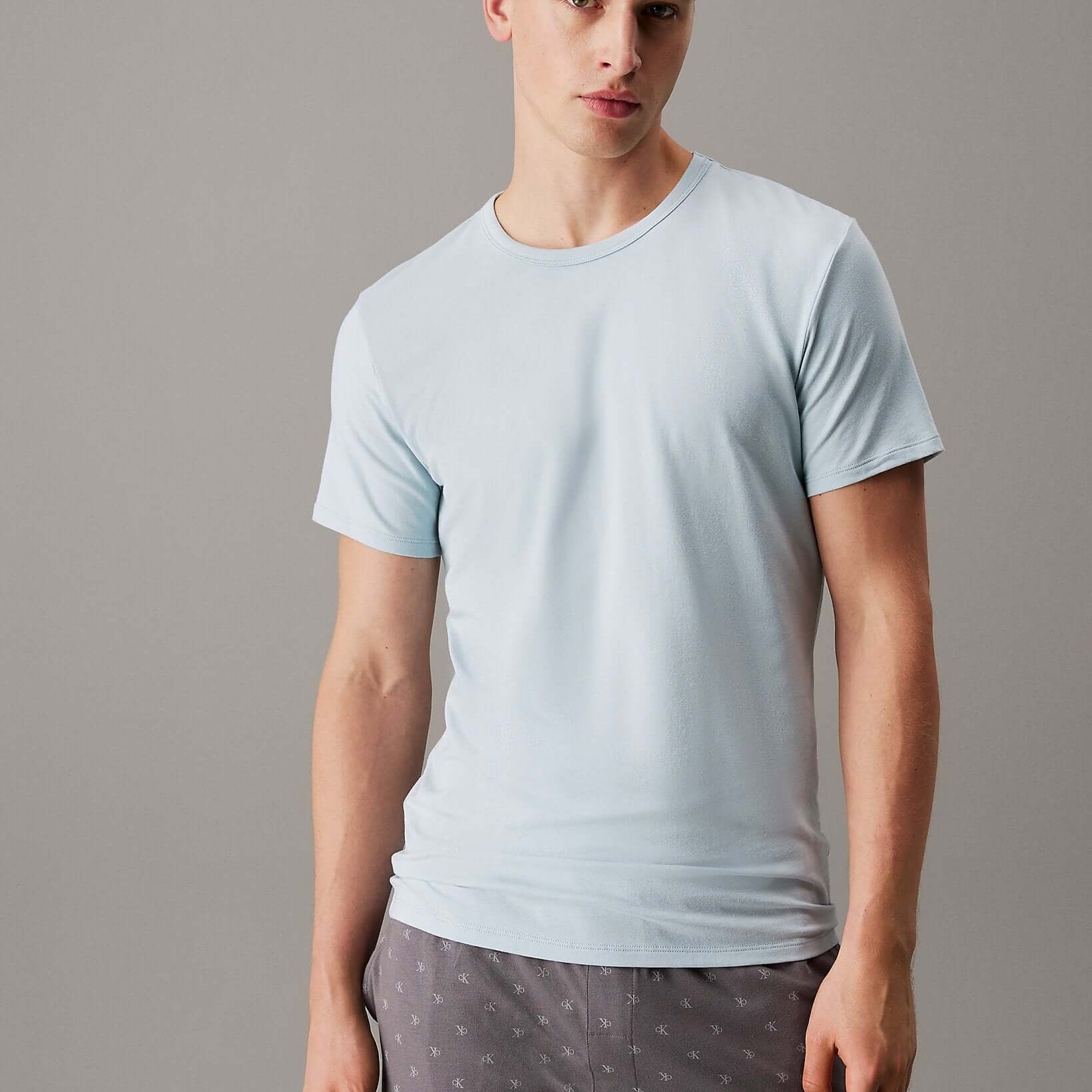 Calvin Klein 3 Pack Lounge Crew Neck T-Shirts - White, Grey Heather, Sterling Blue
