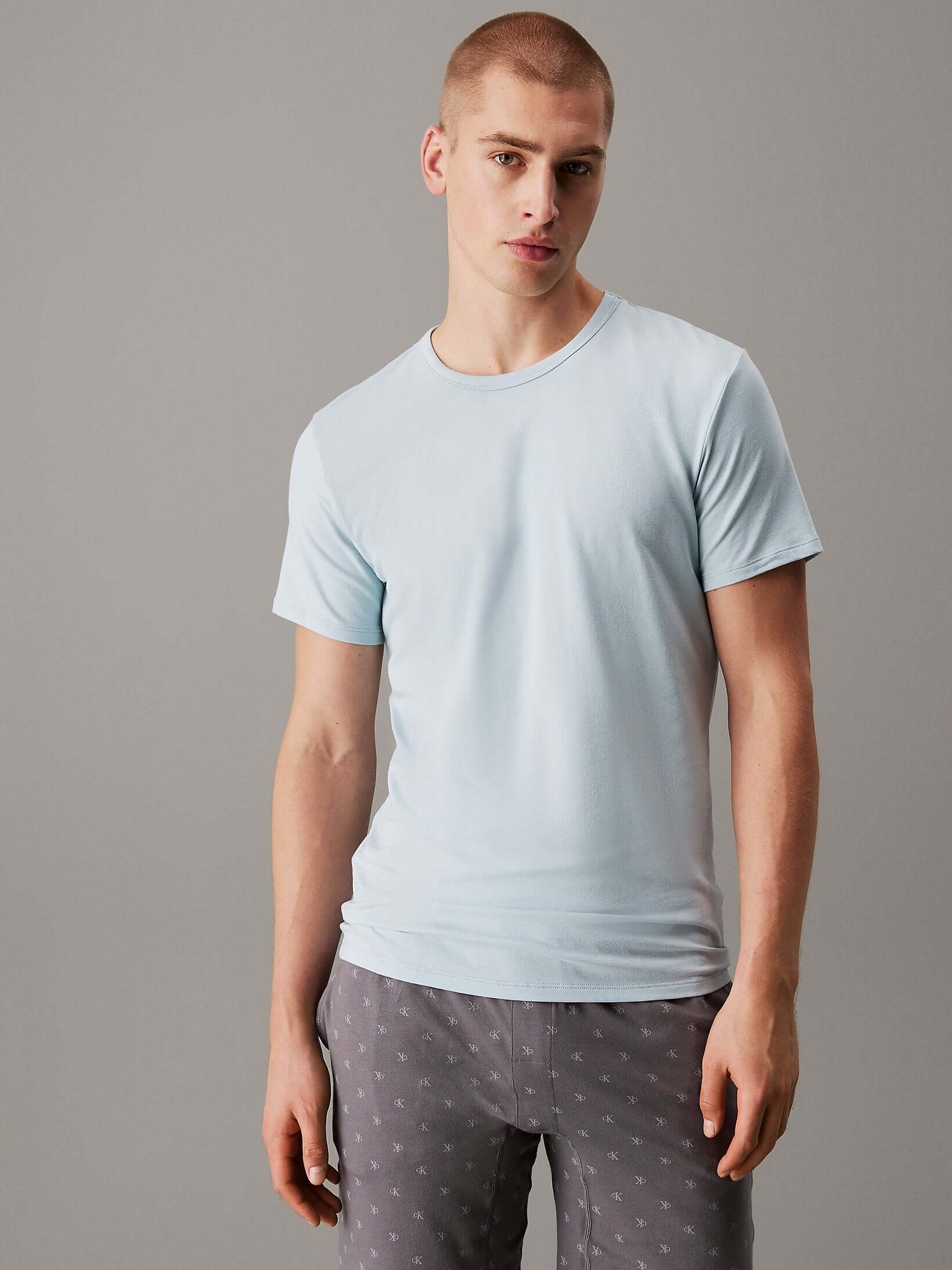 Calvin Klein 3 Pack Lounge Crew Neck T-Shirts - White, Grey Heather, Sterling Blue