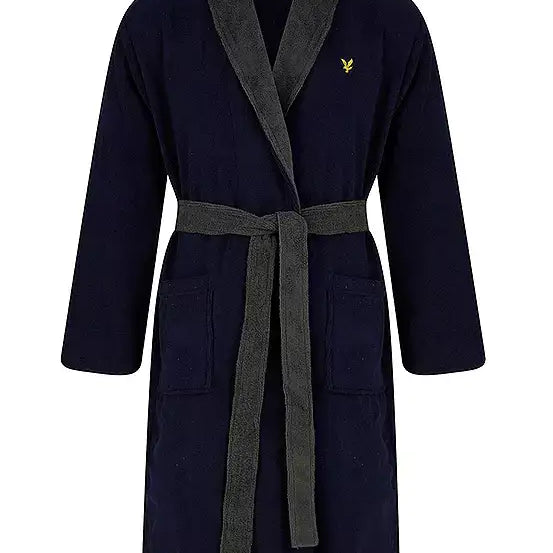 Lyle & Scott Adrian Contrast Collar And Belt Bath Robe - Peacoat