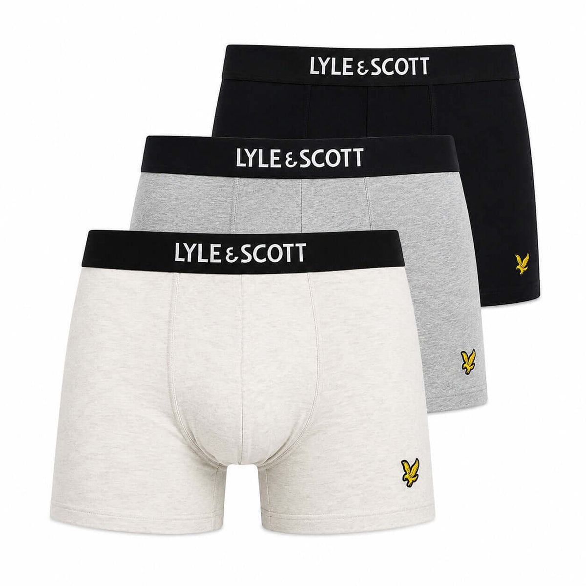 Lyle & Scott Devon Antique White Marl Grey Marl Black 3 Pack Trunks LSM20308