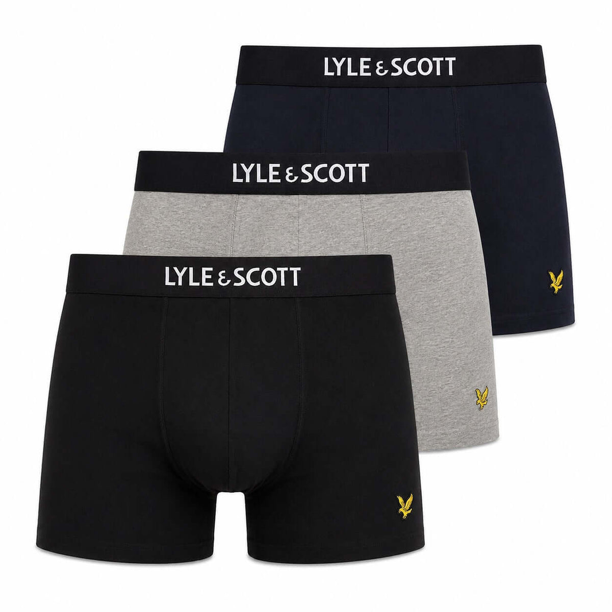 Lyle & Scott Devon Black Grey Marl Peacoat 3 Pack Trunks LSM780