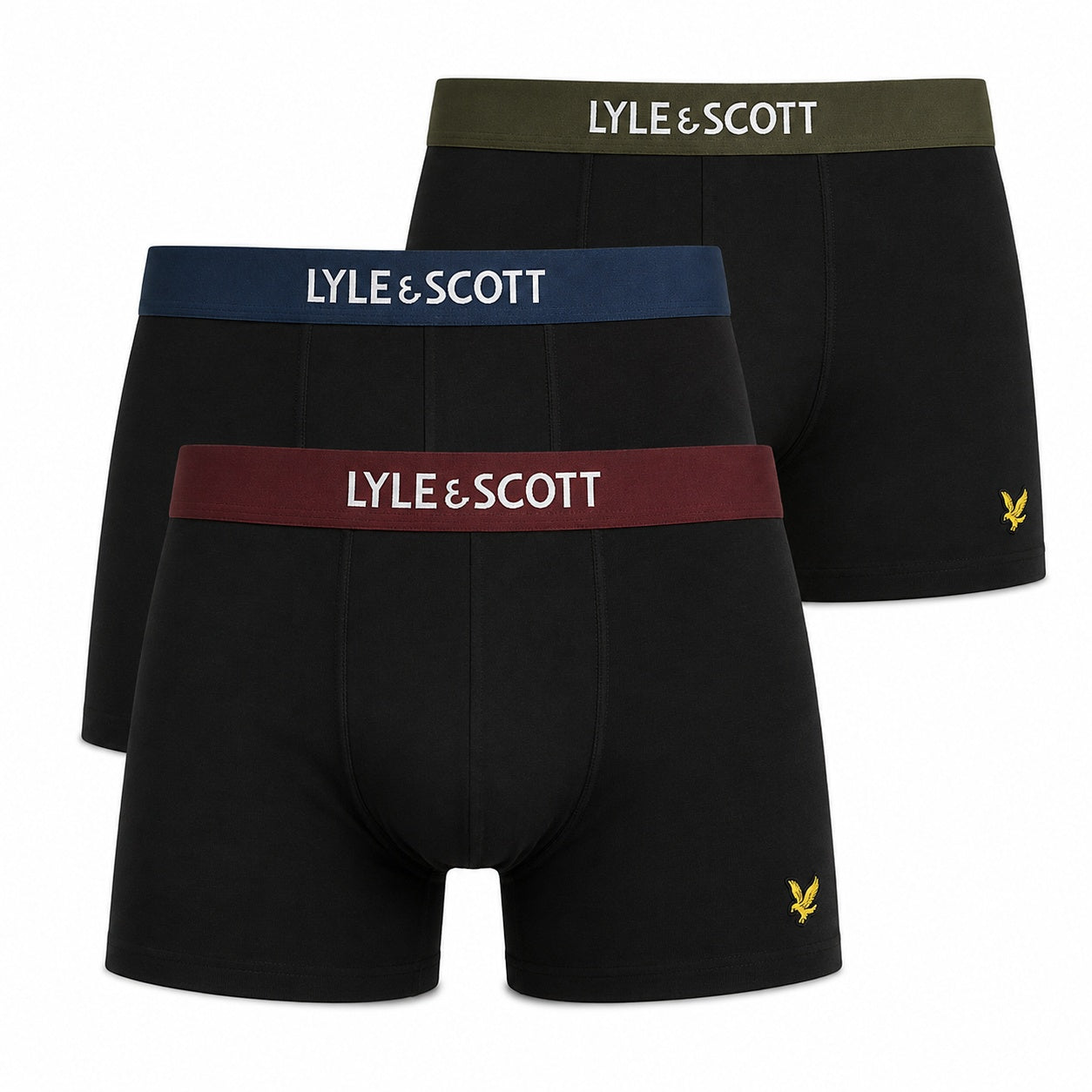 Lyle & Scott Devon Black Multi Waistbands 3 Pack Trunks LSM20305