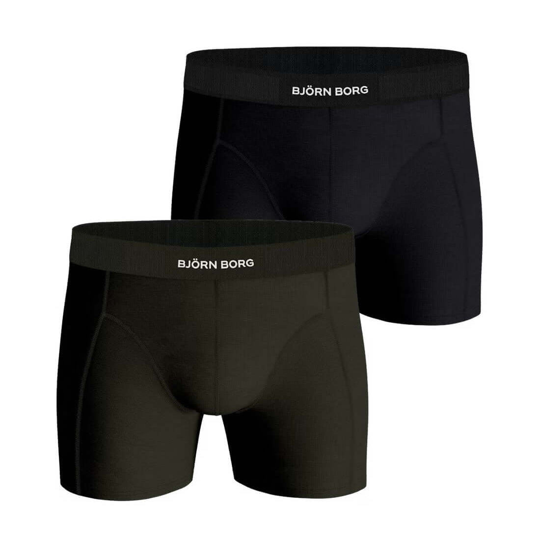 Bjorn Borg Lyocell 2 Pack Trunks - Black/Green Boxershorts