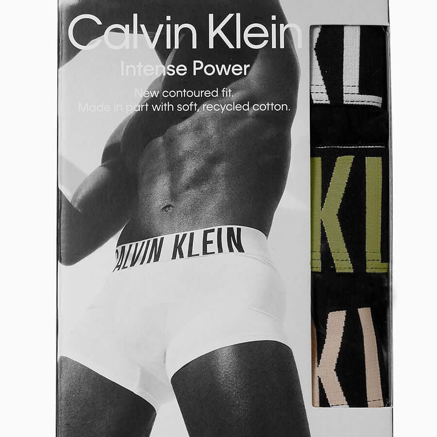 Calvin Klein Underwear 3 Pack Intense Power Cotton Trunks - Black, Multi Colour Logo