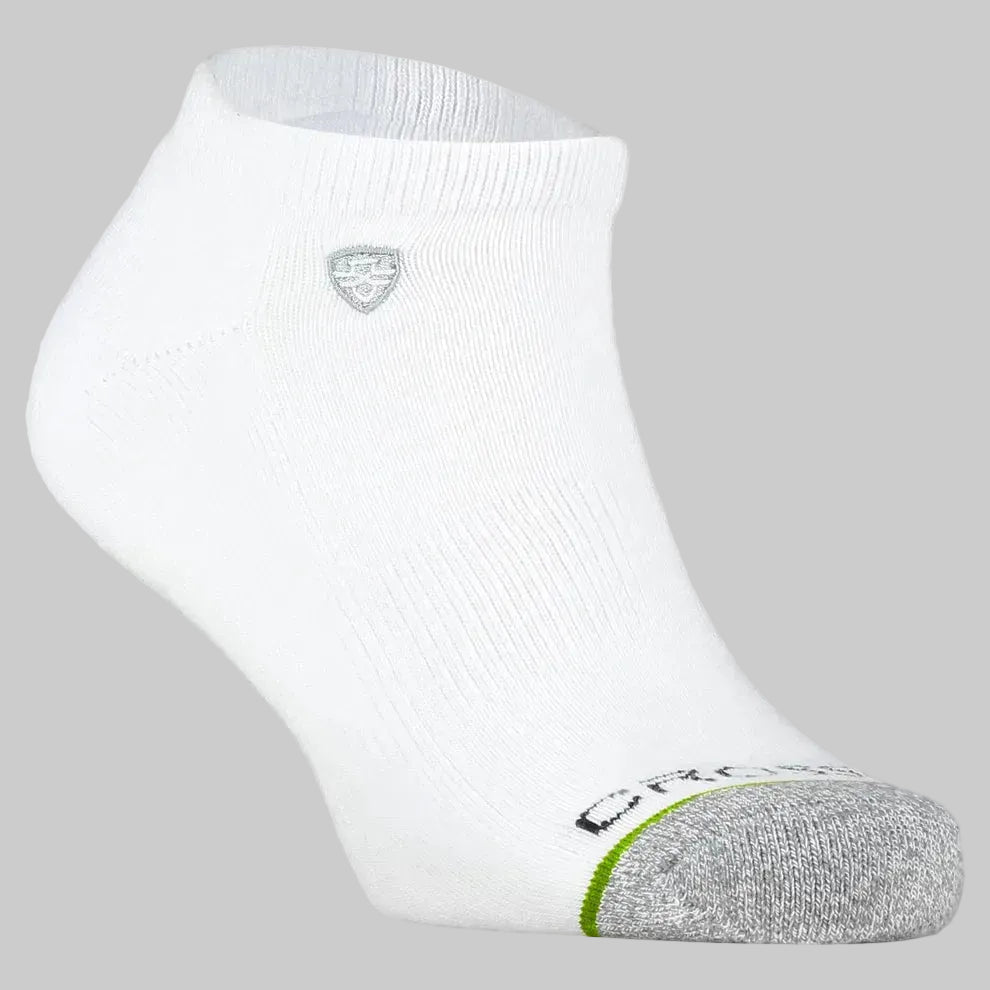 Crossfly Original Men's Low Cut Socks - White angled product view