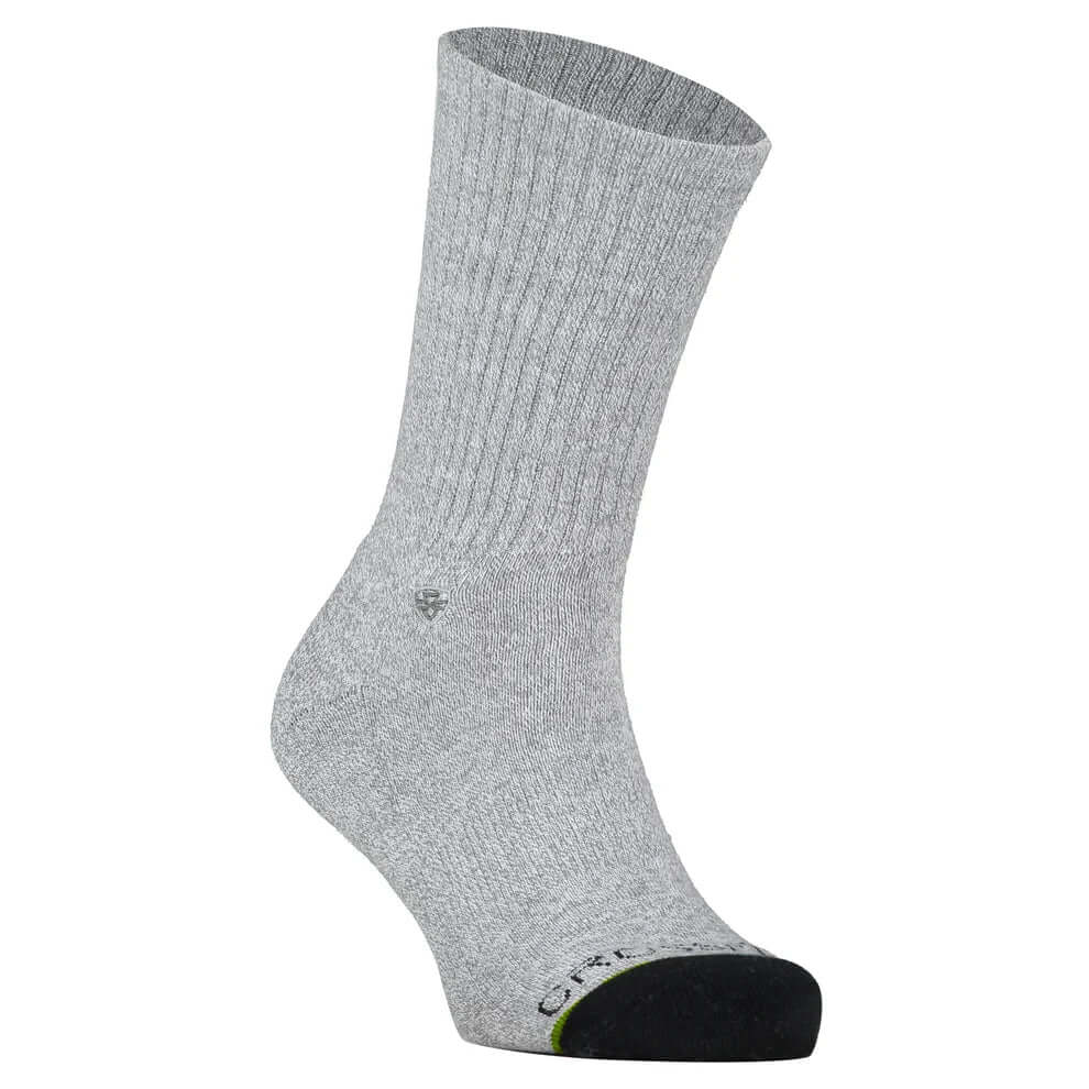 Crossfly Original Men's 12" Crew Socks - Grey Marle angled product view
