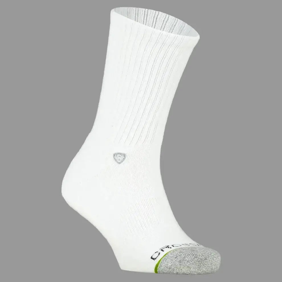 Crossfly Original Men's 12" Crew Socks - White angled product view