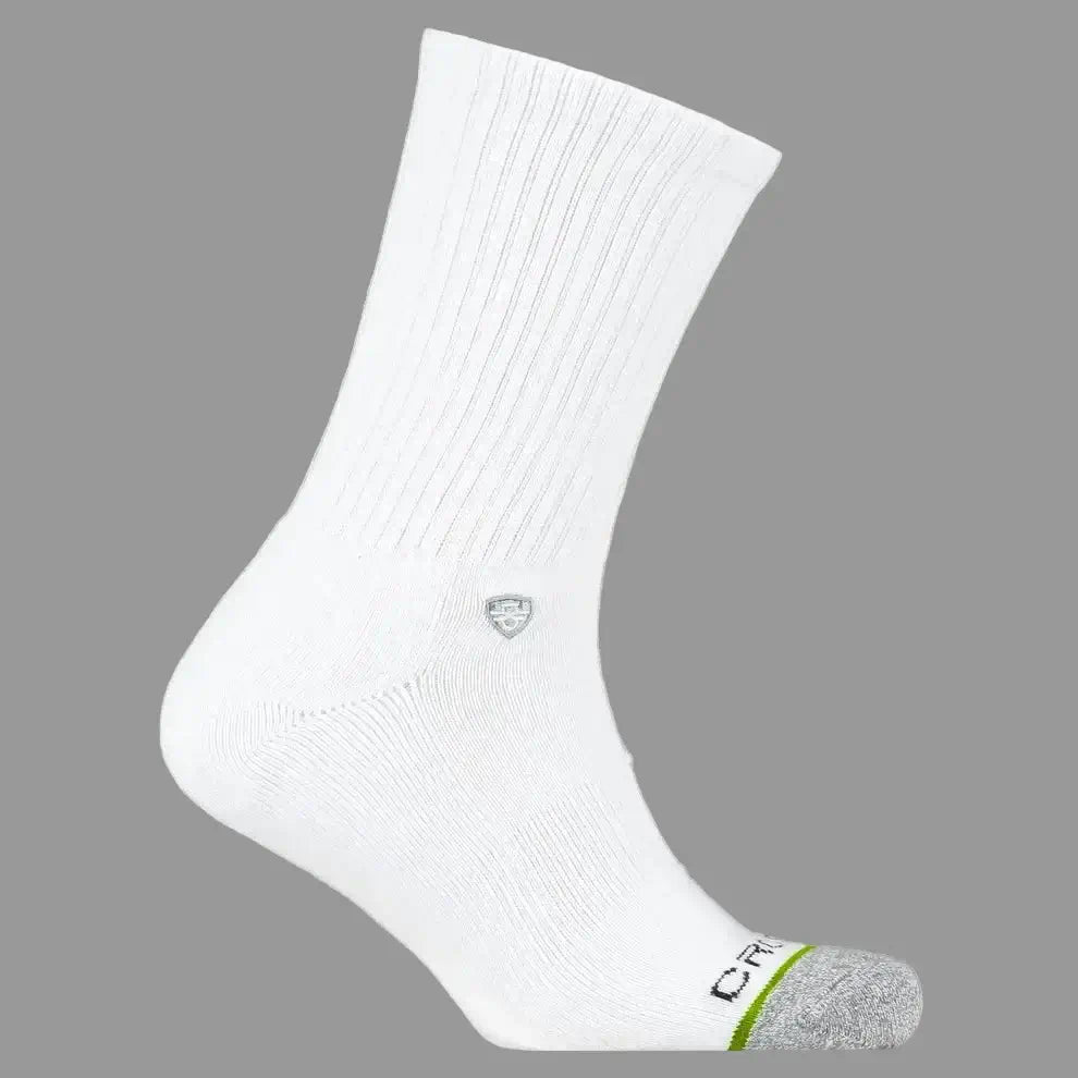 Crossfly Original Men's 12" Crew Socks - White side view