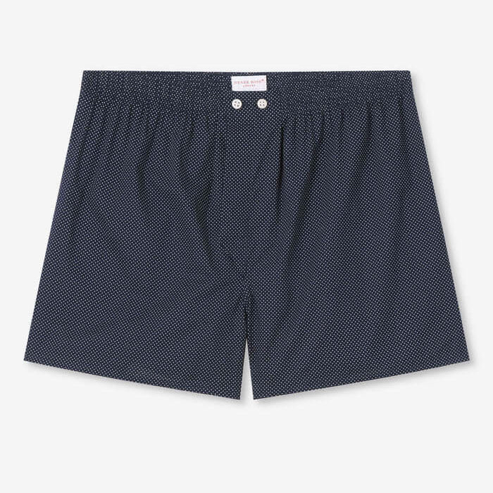Derek Rose Men's Classic Fit Boxers - Plaza 21 Cotton Batiste Navy