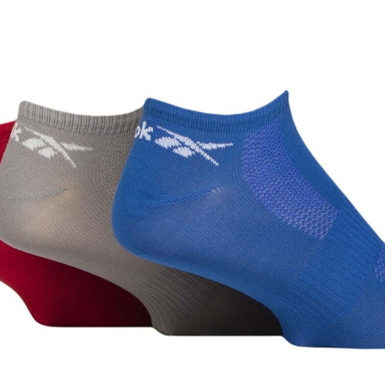 Reebok 3 Pack Unisex Essential Recycled Trainer Socks - Red / Blue