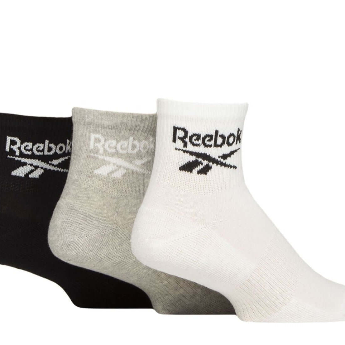 Reebok 3 Pack Unisex Core Cotton Cushioned Ankle Socks