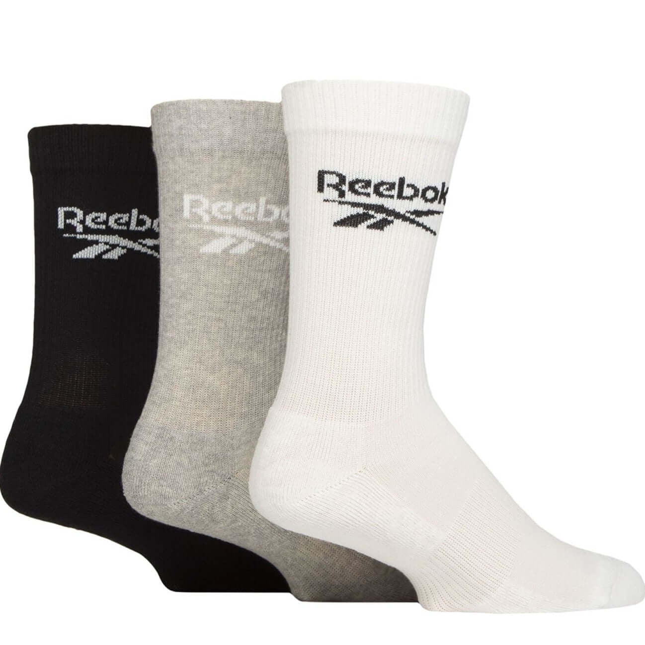 Reebok 3 Pack Unisex Core Ribbed Cotton Crew Socks