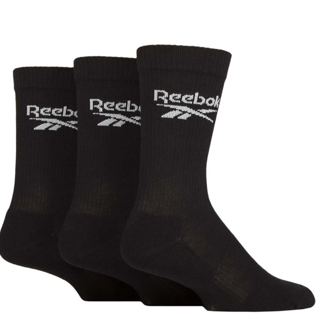 Reebok 3 Pack Unisex Core Ribbed Cotton Crew Socks