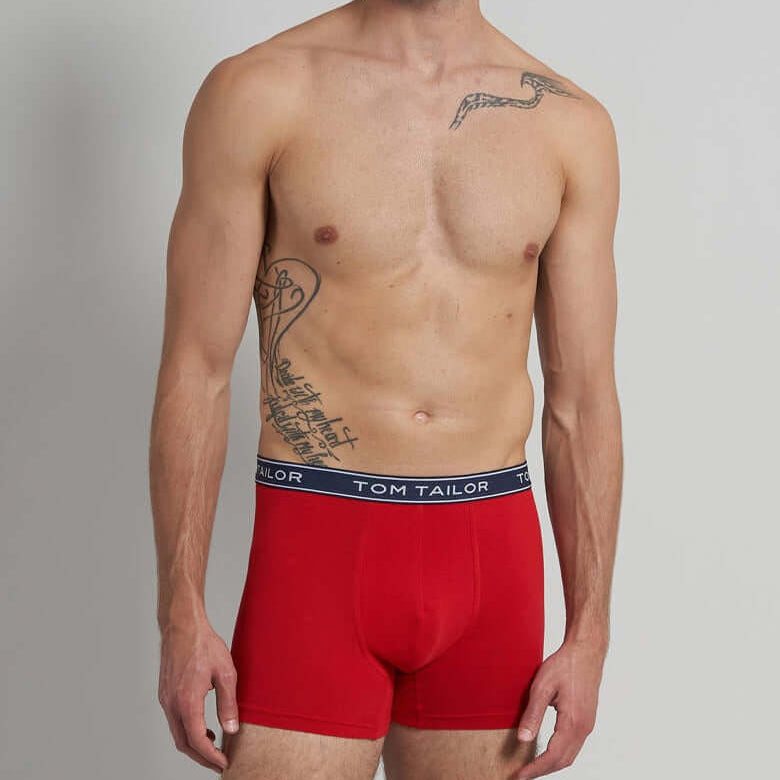 Tom Tailor Men's 3 Pack Cotton Stretch Boxer Briefs - Red/Grey/Navy