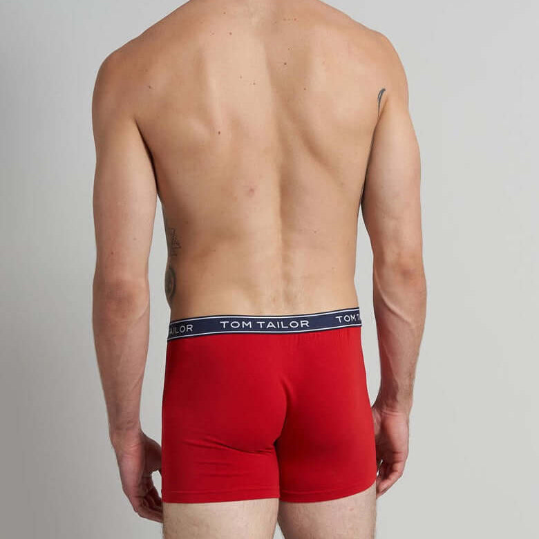Tom Tailor Men's 3 Pack Cotton Stretch Boxer Briefs - Red/Grey/Navy