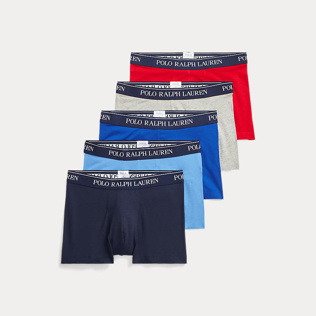 Polo Ralph Lauren Classic Stretch Cotton Trunks 5-Pack - Red/Grey/Royal Blue/Blue/Navy