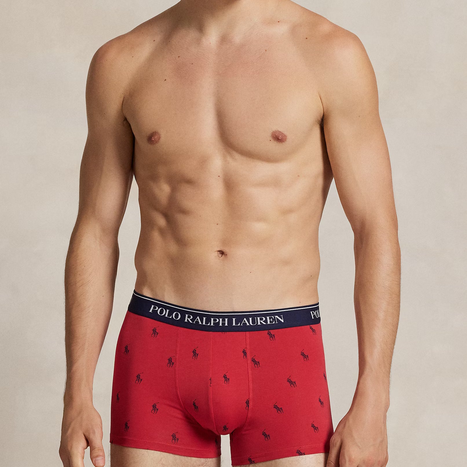 Polo Ralph Lauren Classic Stretch Cotton Trunks 3-Pack – Red AOP / White / Navy