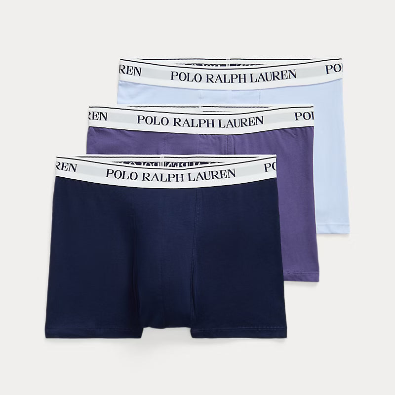 Polo Ralph Lauren Classic Stretch Cotton Trunks 3-Pack, Berry / Blue / Navy