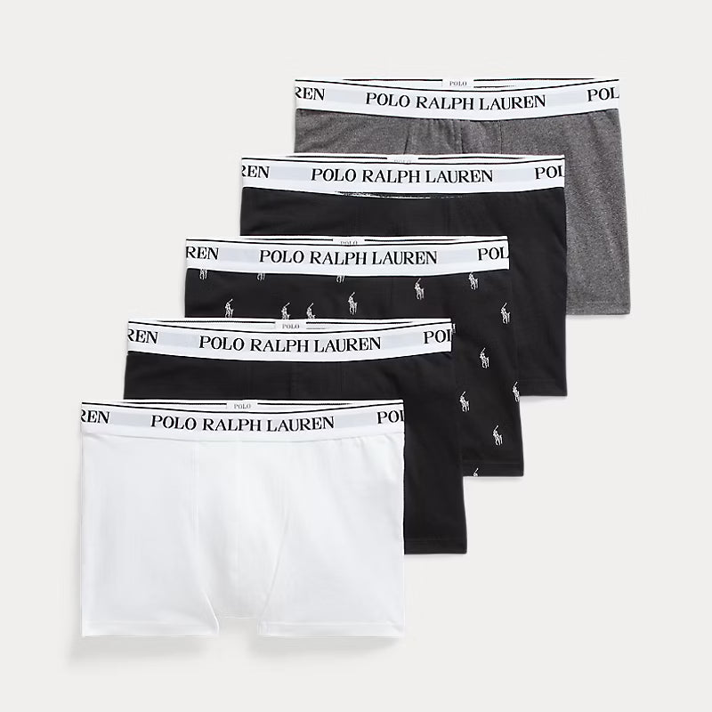 Polo Ralph Lauren Classic Stretch Cotton Trunk 5-Pack - Black, White, Charcoal, Print