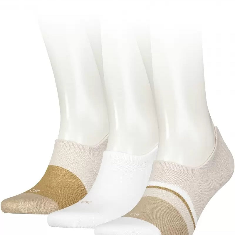 Calvin Klein 3 PACK Footie Socks - BLACK / SAND