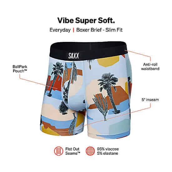 Saxx Underwear Vibe Supersoft 1 Pack Boxer Briefs - Baja Bound Chambray Multi