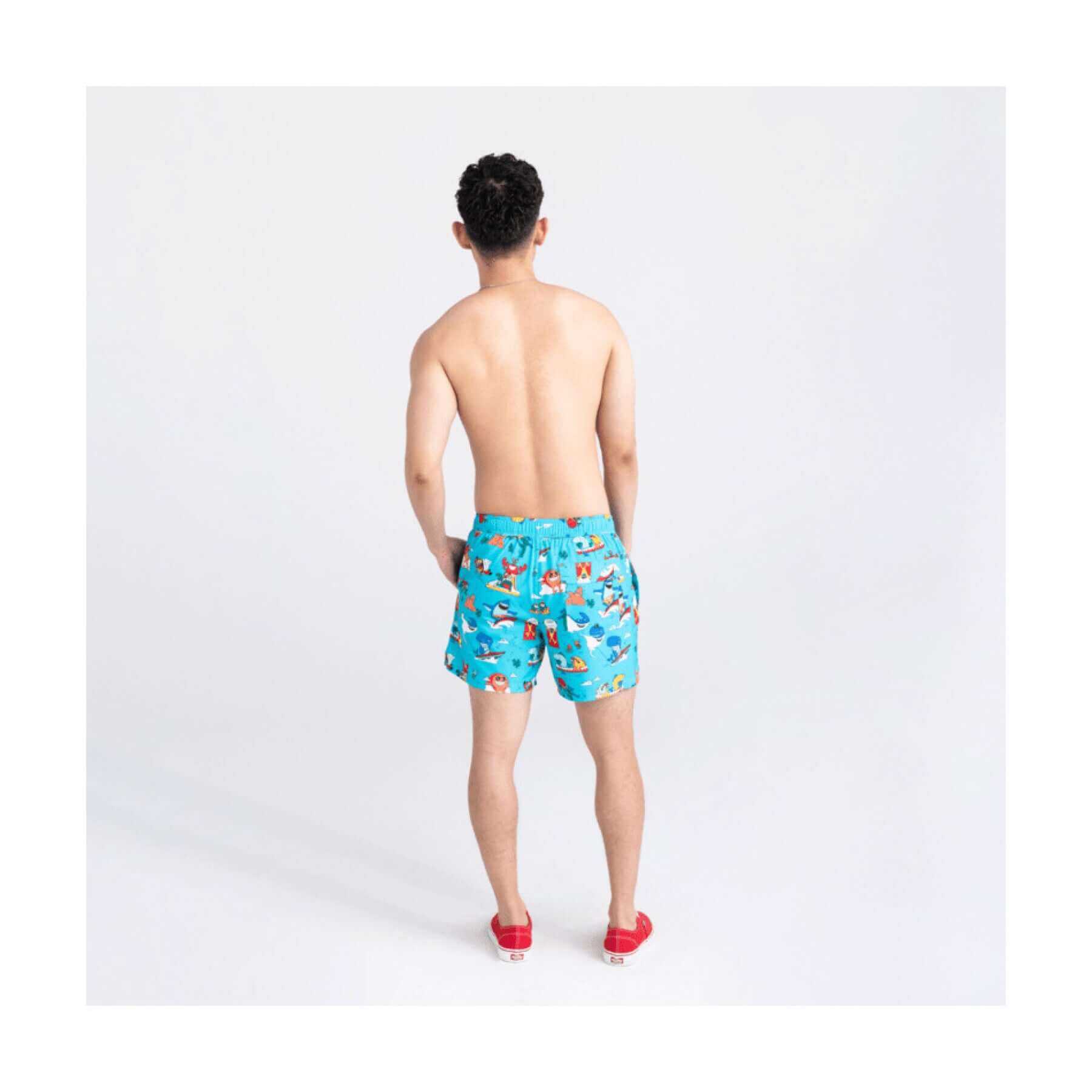 Saxx Oh Buoy 2N1 Stretch Swim Trunk 5" with liner - Water Whirled - Blue