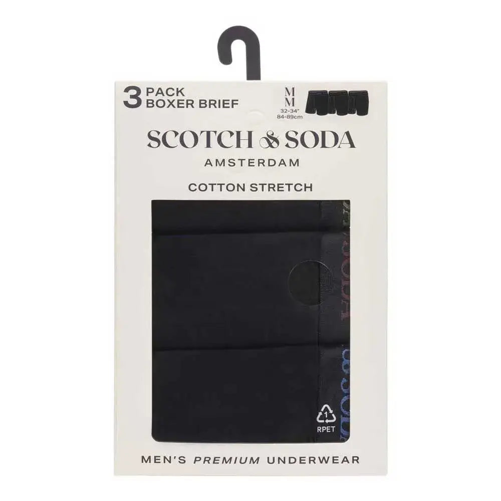 Scotch & Soda Men's 3 Pack Cotton Stretch Boxer Briefs – Black/Bright