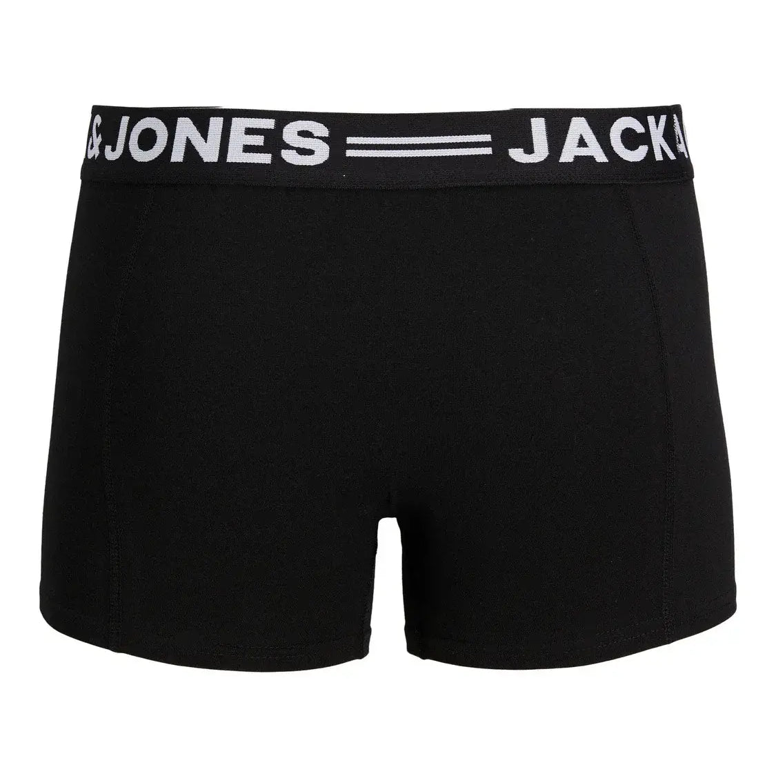 Jack & Jones 3 Pack Cotton Stretch Trunks - Black/Black Waistband