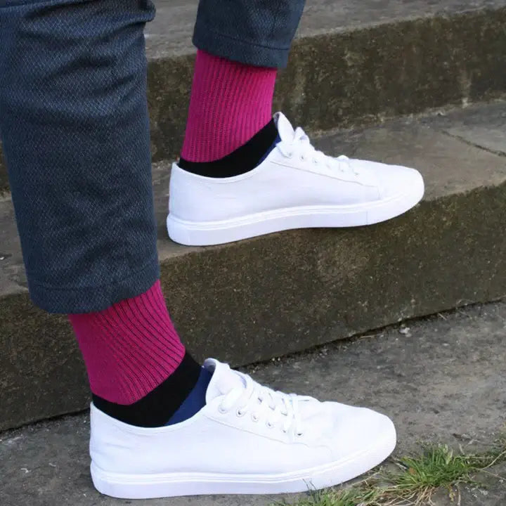 Swole Panda Mens Rugby Stripe Bamboo Socks - Size (7-11)