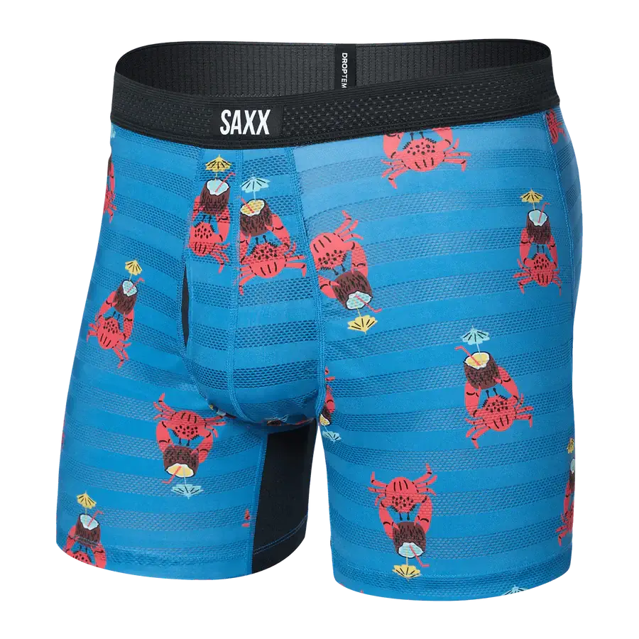 Saxx DropTemp® Cooling Mesh Performance Boxer Brief- Slim Fit, Crab Cocktail, Blue