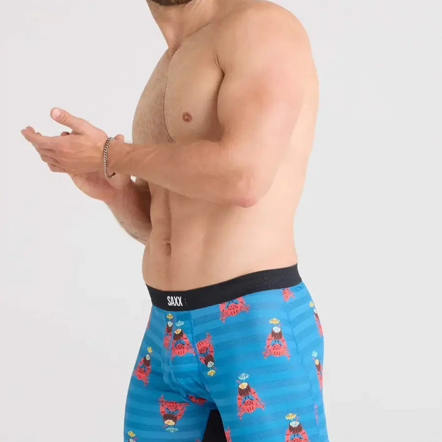 Saxx DropTemp® Cooling Mesh Performance Boxer Brief- Slim Fit, Crab Cocktail, Blue