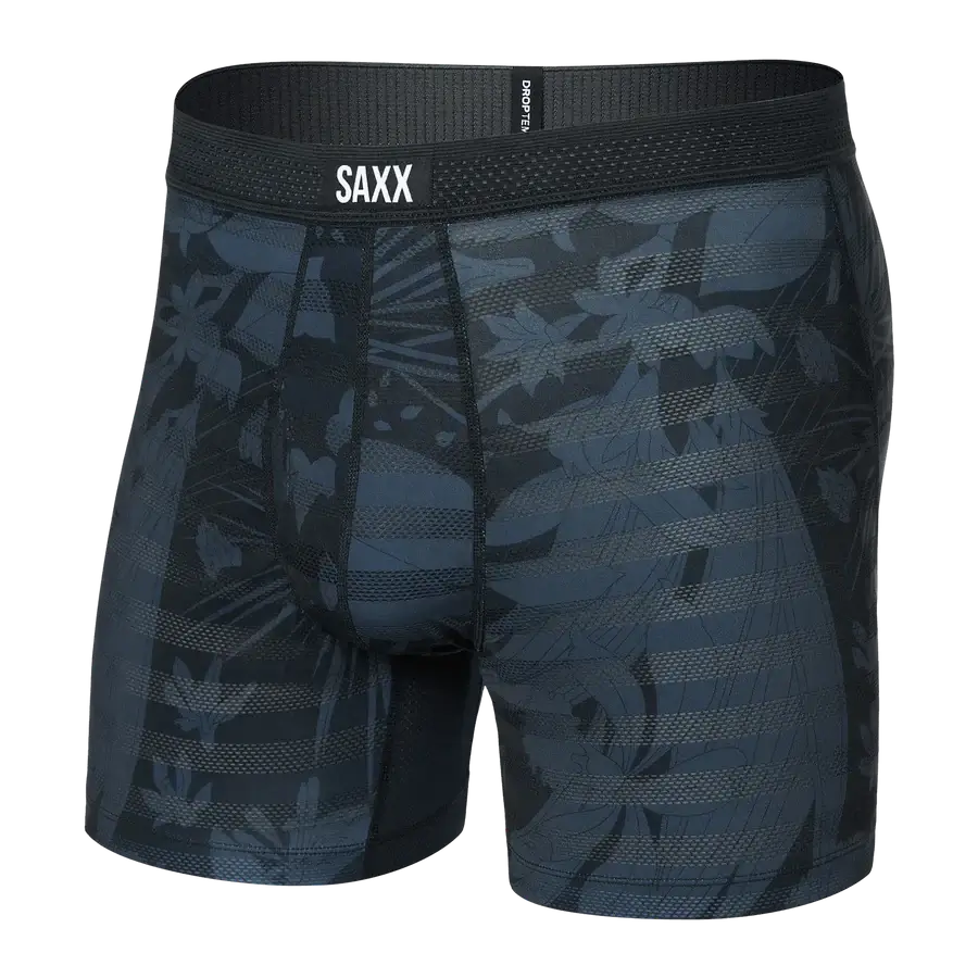Saxx DropTemp® Cooling Mesh Performance Boxer Brief 5" - Slim Fit, Jungle Noir Black
