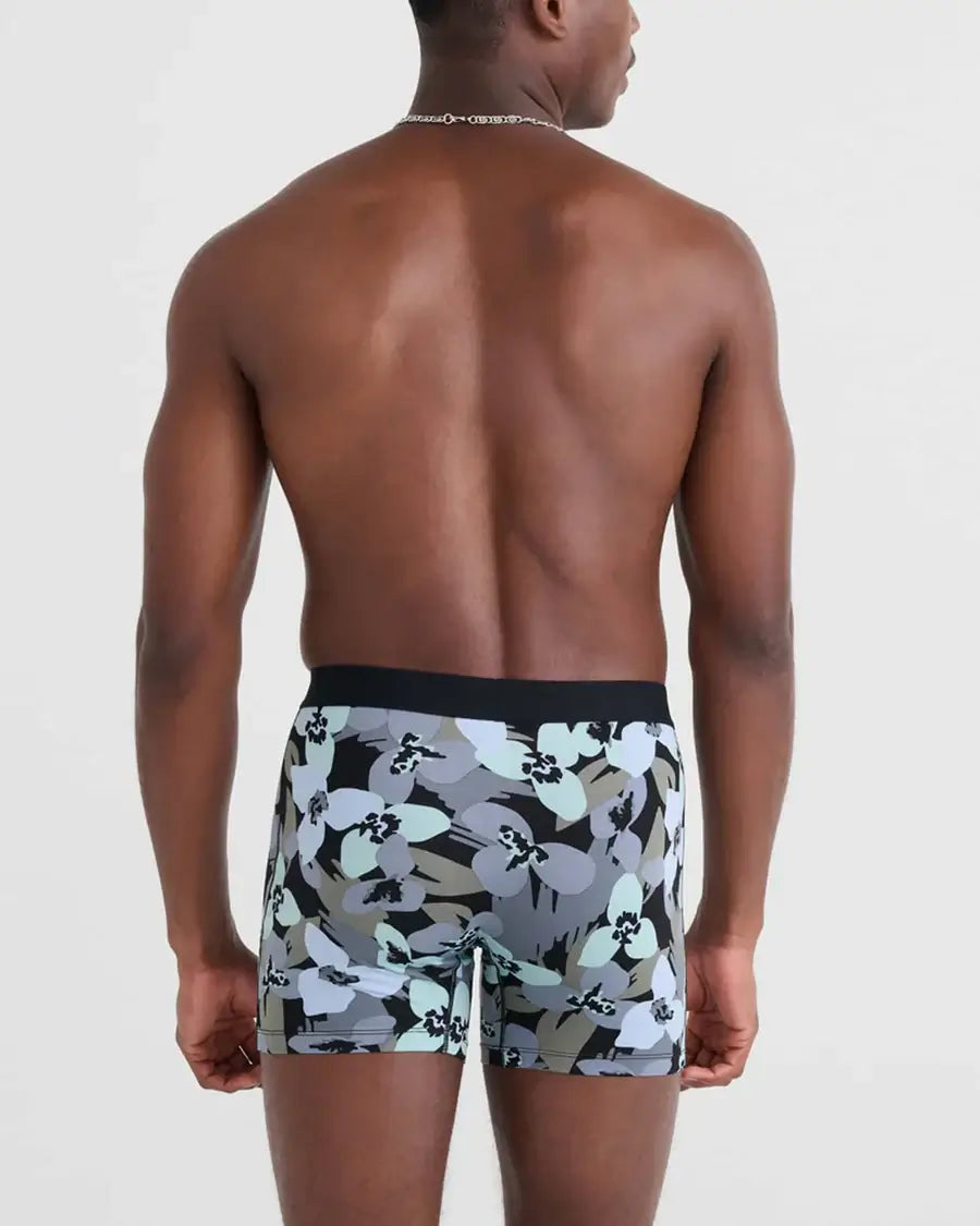 Saxx Comfort Stretch Daytripper 1 Pack Boxer Briefs, Camo Flowers- Blue Fog