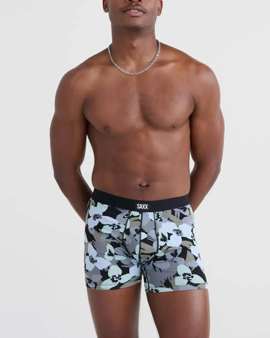 Saxx Comfort Stretch Daytripper 1 Pack Boxer Briefs, Camo Flowers- Blue Fog