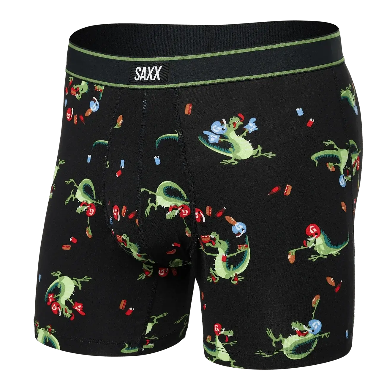 Saxx Comfort Stretch Daytripper 1 Pack Boxer Briefs, Tailgators-Black