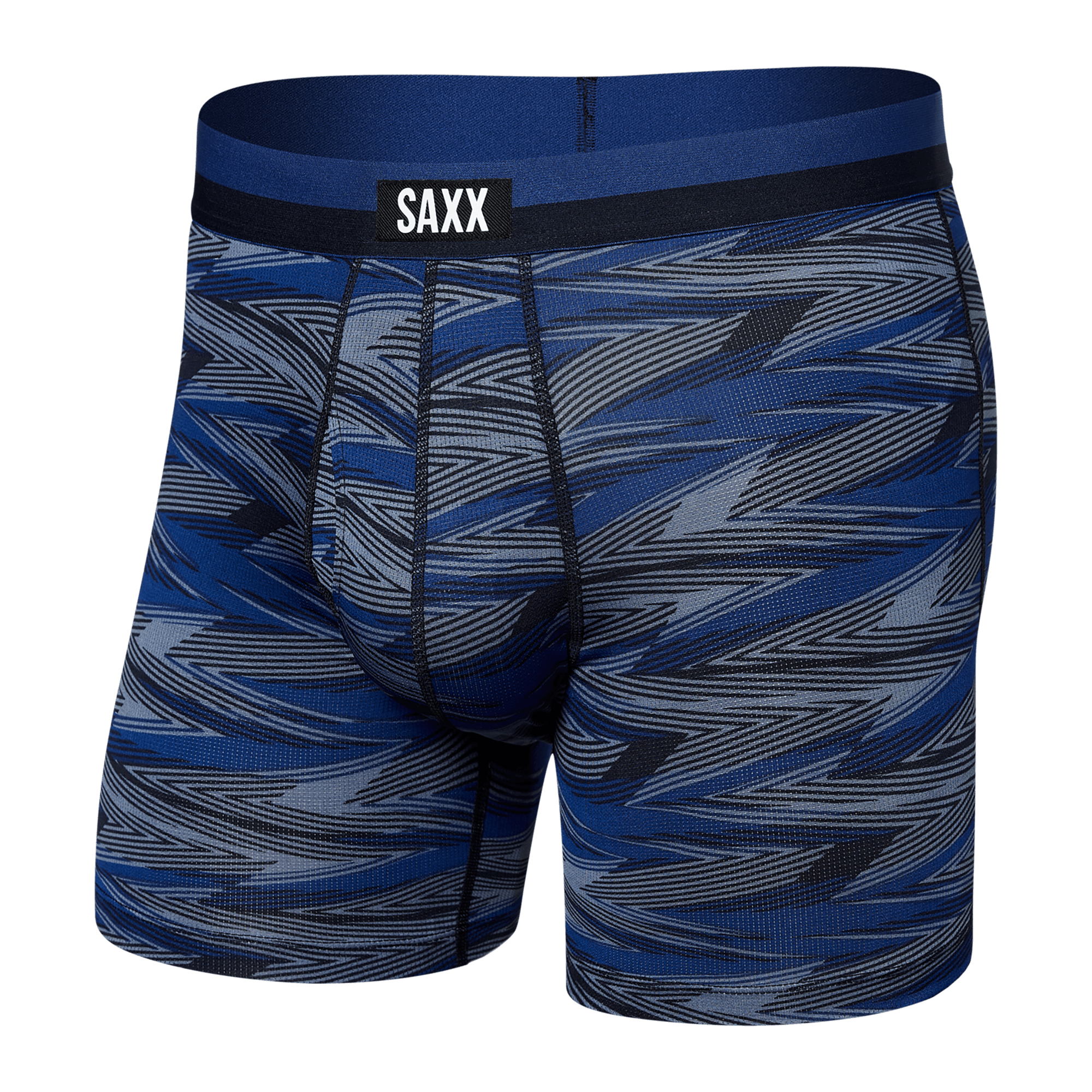 Saxx Underwear Sports Mesh 1 Pack Boxer Briefs - Lightning Stripe Blue