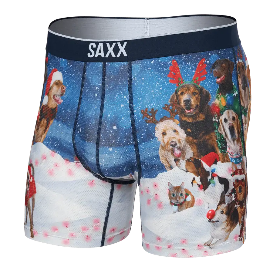 Saxx Underwear Volt Breathable Mesh Boxer Briefs - Dogs Of Saxxmas