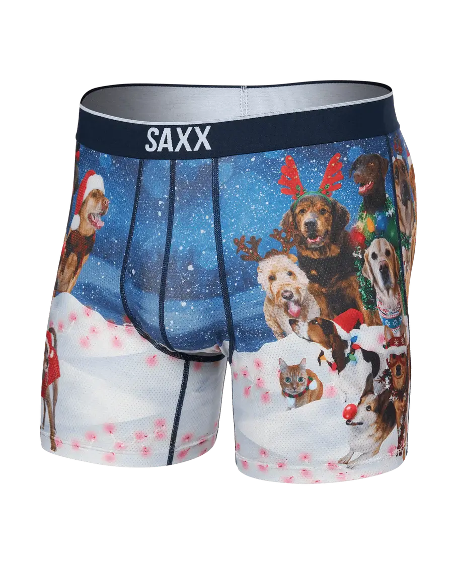 Saxx Underwear Volt Breathable Mesh Boxer Briefs - Dogs Of Saxxmas
