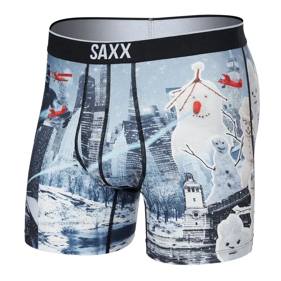 Saxx Underwear Volt Breathable Mesh Boxer Briefs - Frosty Invasion-Grey