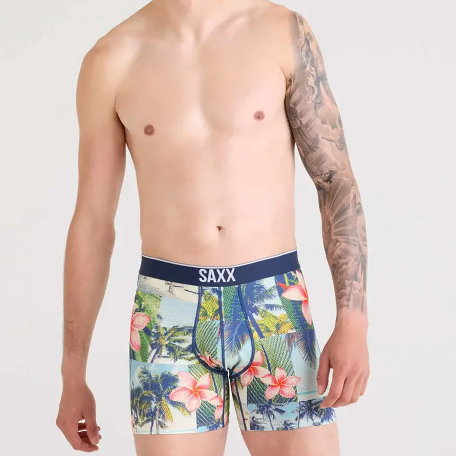 Saxx Underwear Breathable Mesh Boxer Brief 5" - Halftone Tropics-Multi