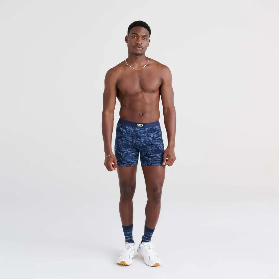 Saxx Ultra Super Soft 1 Pack Boxer Briefs - Basin Camo Navy