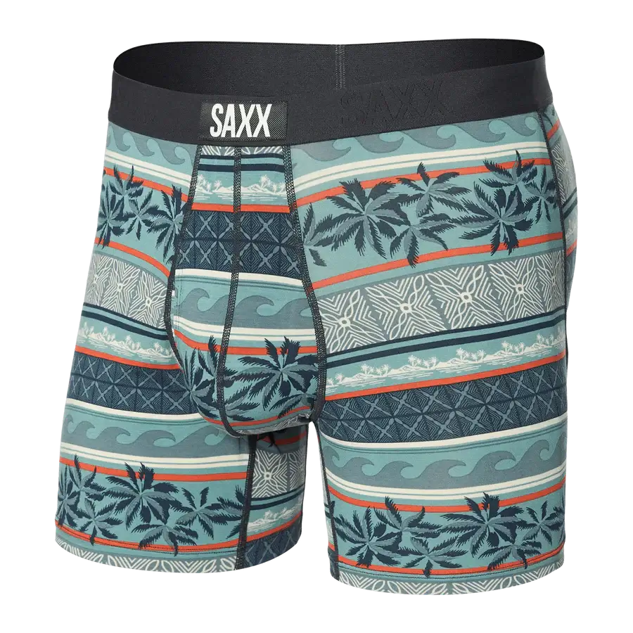 Saxx Ultra Super Soft Comfort Blend Boxer Briefs - Beach Shack Stripe-Teal