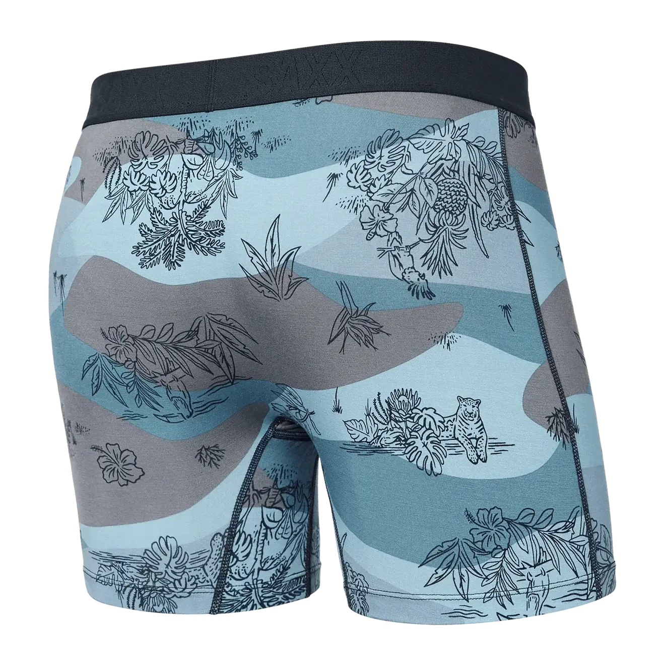 Saxx Ultra Super Soft Comfort Blend Boxer Briefs - Jungle Toile - Dusty Blue
