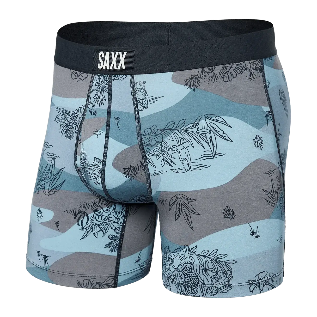 Saxx Ultra Super Soft Comfort Blend Boxer Briefs - Jungle Toile - Dusty Blue