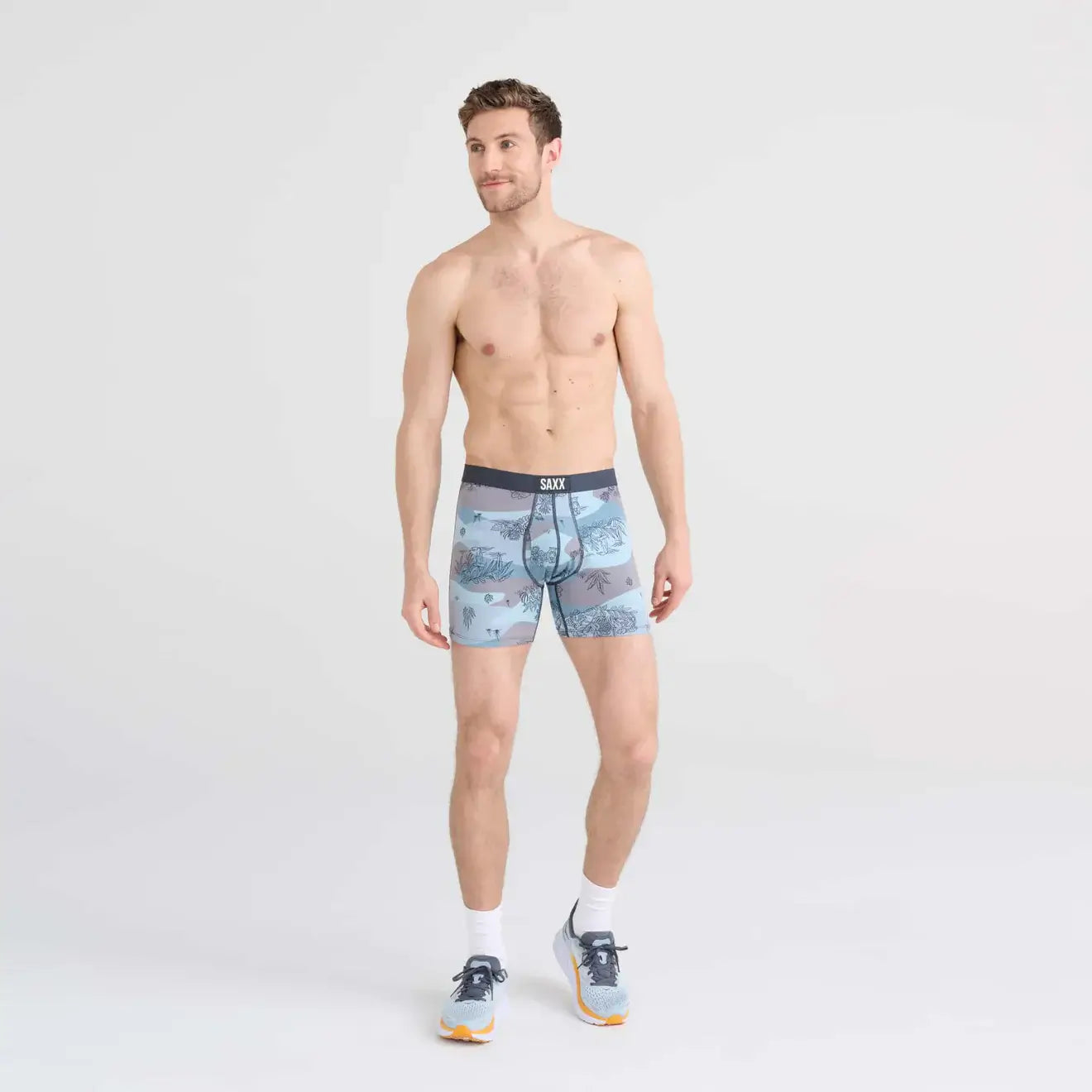 Saxx Ultra Super Soft Comfort Blend Boxer Briefs - Jungle Toile - Dusty Blue