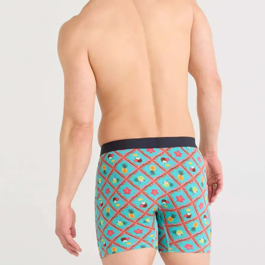 Saxx Ultra Super Soft Comfort Blend Boxer Briefs - Pina Colada Plaid-Aqua
