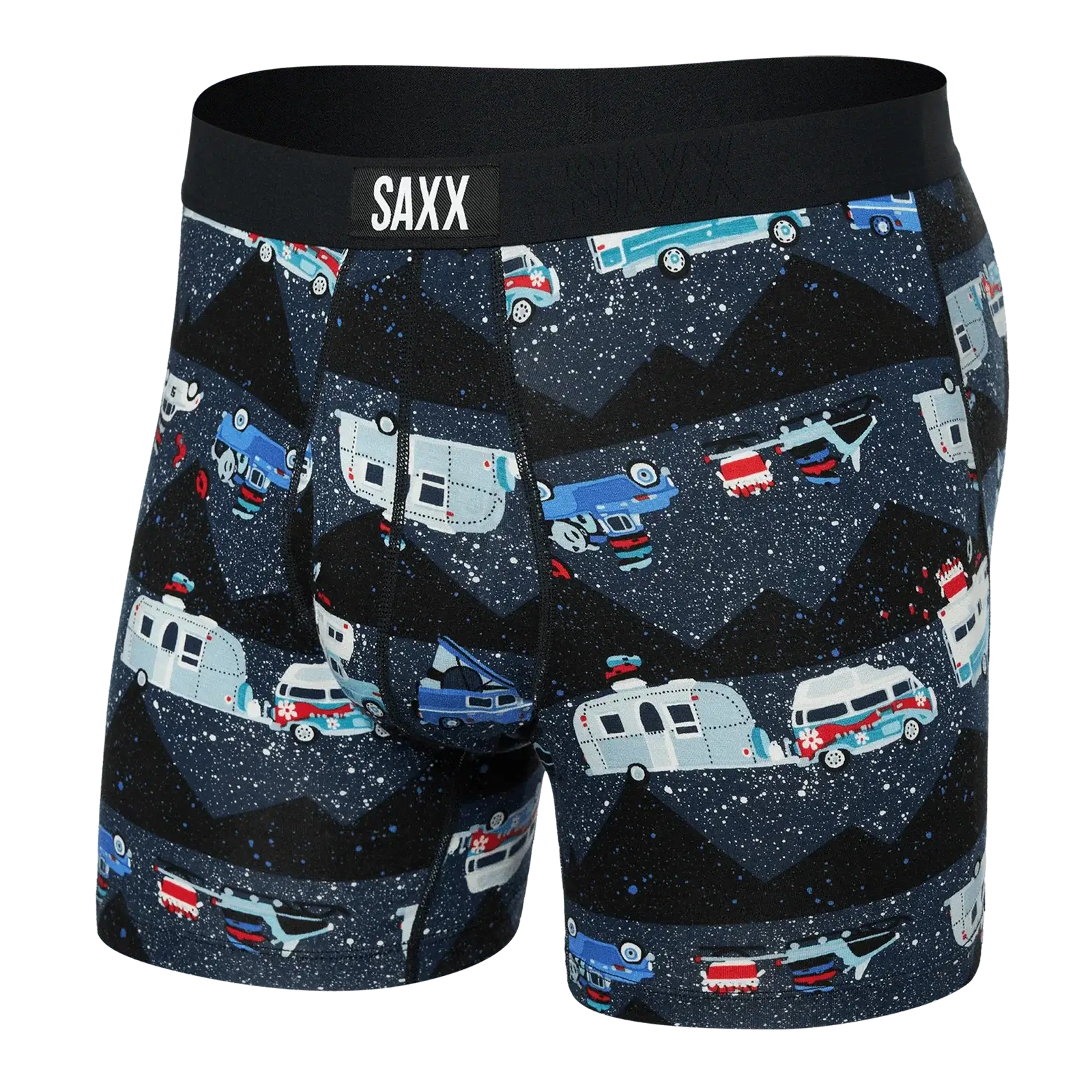 Saxx Ultra Super Soft Comfort Blend Boxer Briefs - RV There Yet - Black
