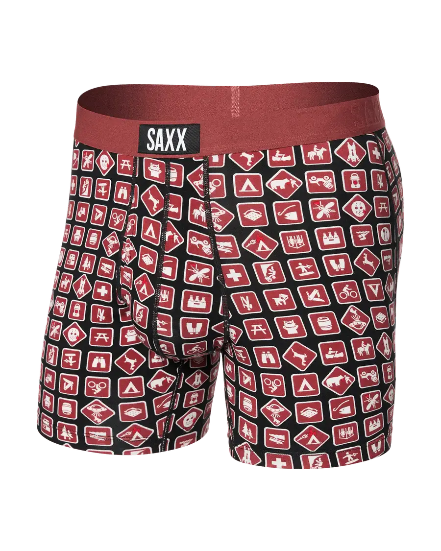 Saxx Ultra Super Soft Comfort Blend Boxer Briefs - Sign OFF Black